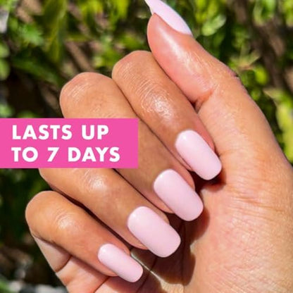 Olive & June Classic Super Stick Mani Press On Nails - No Glue Needed, 32 Tab Nails, 16 Sizes, Non-Toxic, 7-Day Wear, Spring Flowers & Patterns, Short Squoval, Tutu Pastel Pink