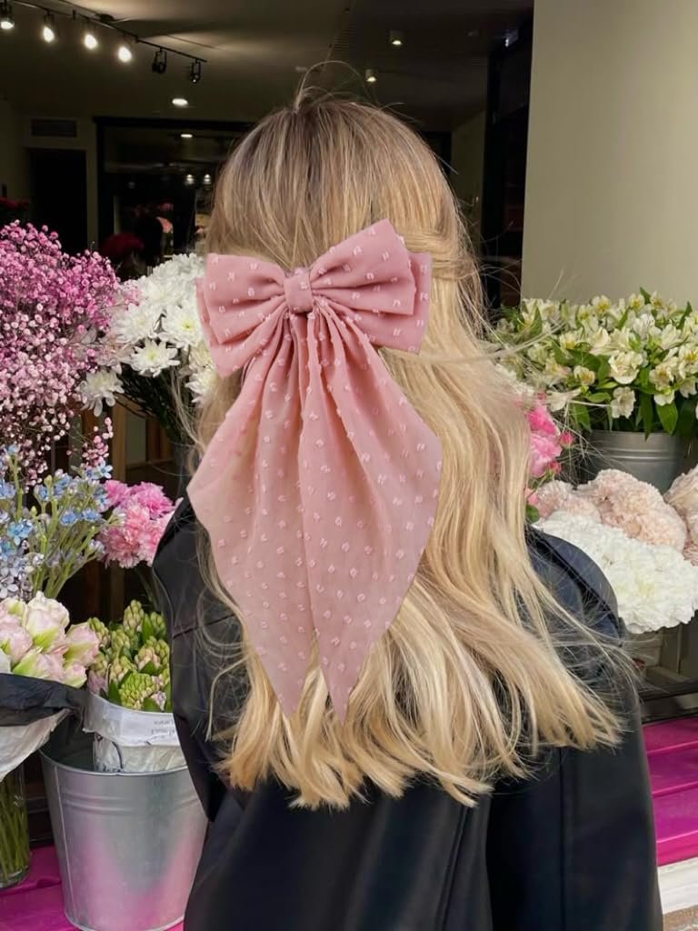 Tobeffect Hair Bow for Women Clips Bulk - 8PCS Big Ribbon Bows with Long Tail, Oversized Satin Hair Accessories Avelisse
