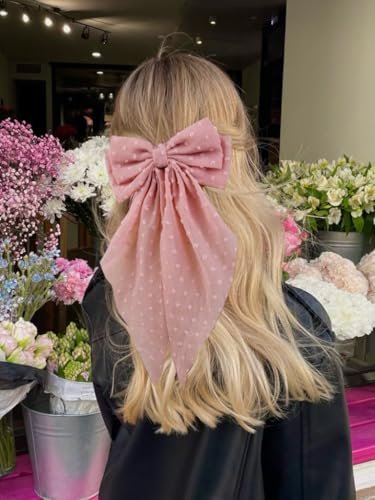 Tobeffect Hair Bow for Women Clips Bulk - 8PCS Big Ribbon Bows with Long Tail, Oversized Satin Hair Accessories Avelisse