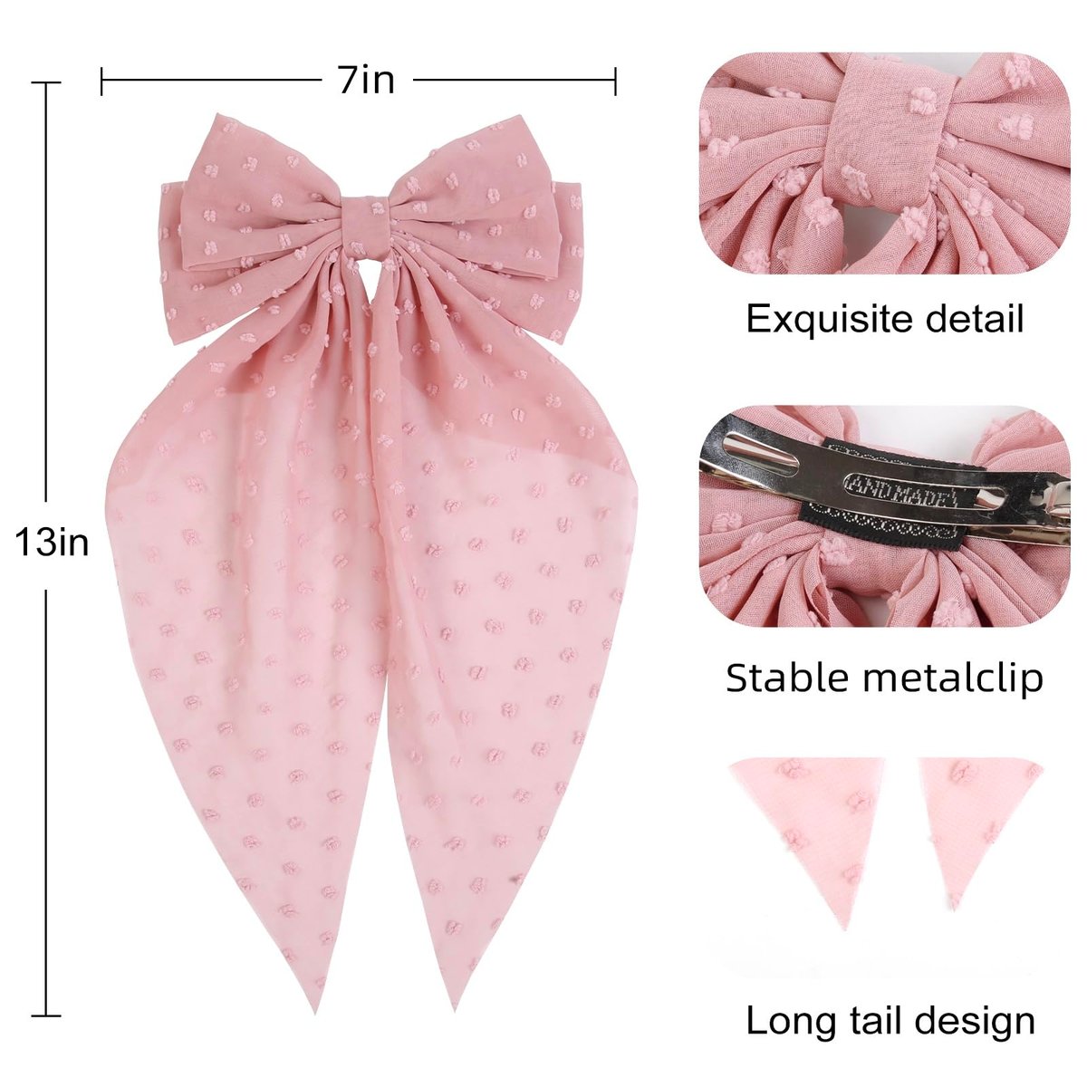 Tobeffect Hair Bow for Women Clips Bulk - 8PCS Big Ribbon Bows with Long Tail, Oversized Satin Hair Accessories Avelisse