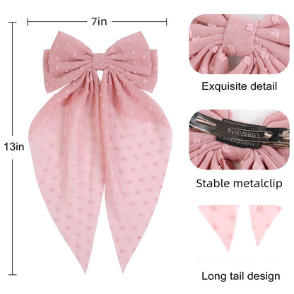 Tobeffect Hair Bow for Women Clips Bulk - 8PCS Big Ribbon Bows with Long Tail, Oversized Satin Hair Accessories Avelisse