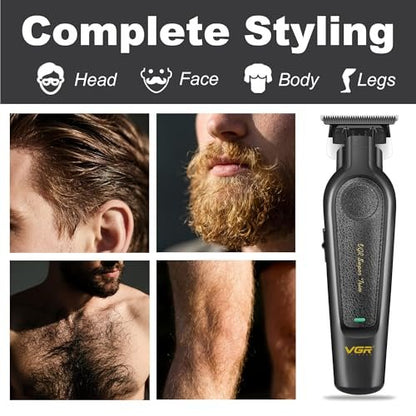 VGR 995 Professional Hair Trimmer for Men – Zero Gapped Barber Edgers, Portable Cordless Beard Trimmer Clipper with 4 Guide Combs, USB Rechargeable