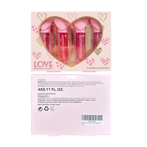 4pc Heart Charm Lip Gloss Stick for Girls - Glossy Fruity Lip Set | Non Toxic Party Favors, Teen Makeup Gift with Cute Topper (4 Pack) - görsel 8