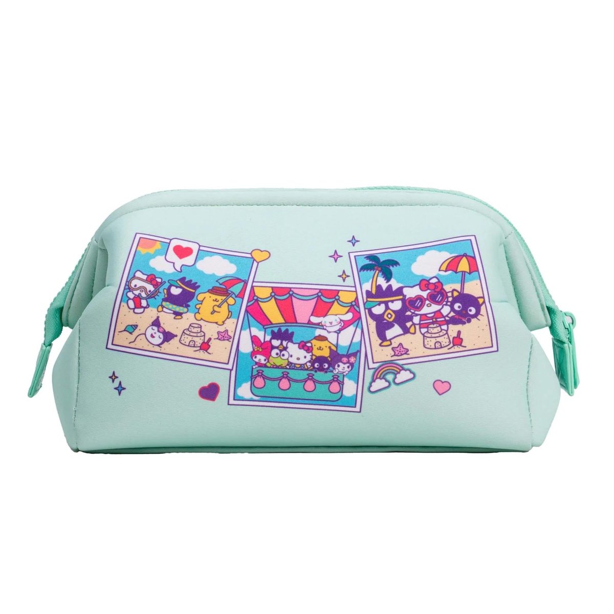 Impressions Vanity Hello Kitty and Friends Vacay Cosmetic Pouch - Mint Faux Leather Travel Makeup Bag with Inner Pockets - görsel 9