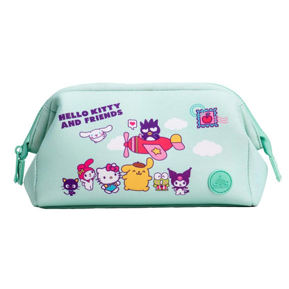 Impressions Vanity Hello Kitty and Friends Vacay Cosmetic Pouch - Mint Faux Leather Travel Makeup Bag with Inner Pockets