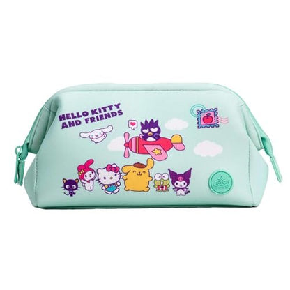 Impressions Vanity Hello Kitty and Friends Vacay Cosmetic Pouch - Mint Faux Leather Travel Makeup Bag with Inner Pockets