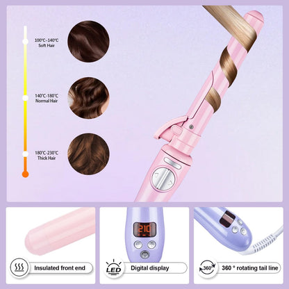 SEMQIMIUSO 1 Inch Rotating Curling Iron for Long Hair – Automatic Ceramic Tourmaline Curler with Dual Voltage, Up to 450°F, Beach Waves Avelisse