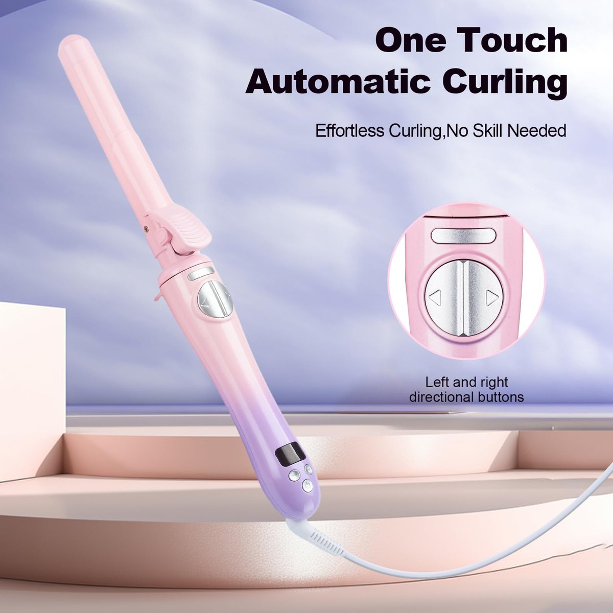 SEMQIMIUSO 1 Inch Rotating Curling Iron for Long Hair – Automatic Ceramic Tourmaline Curler with Dual Voltage, Up to 450°F, Beach Waves Avelisse