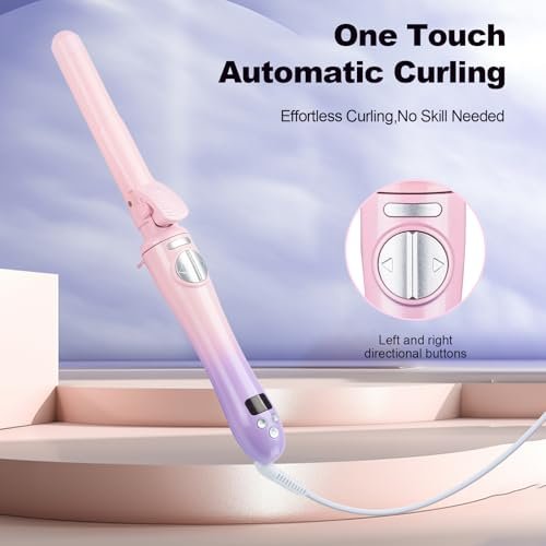 SEMQIMIUSO 1 Inch Rotating Curling Iron for Long Hair – Automatic Ceramic Tourmaline Curler with Dual Voltage, Up to 450°F, Beach Waves Avelisse