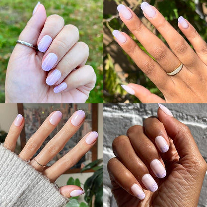Olive & June Classic Super Stick Mani Press On Nails - Floral Tip, Short, Round - No Glue, 32 Nails, 16 Sizes Avelisse