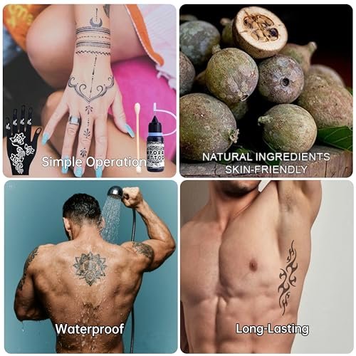 12-Color Temporary Tattoo Kit with 18 Stencils – Safe & Easy Fake Tattoos for Adults & Kids - görsel 8
