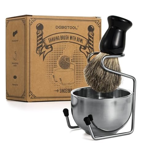 DEBETOOL Pure Badger Shaving Brush Set for Men – Exfoliating Shaving Cream Brush and Bowl, Grooming Gift for Father's Day - görsel 2