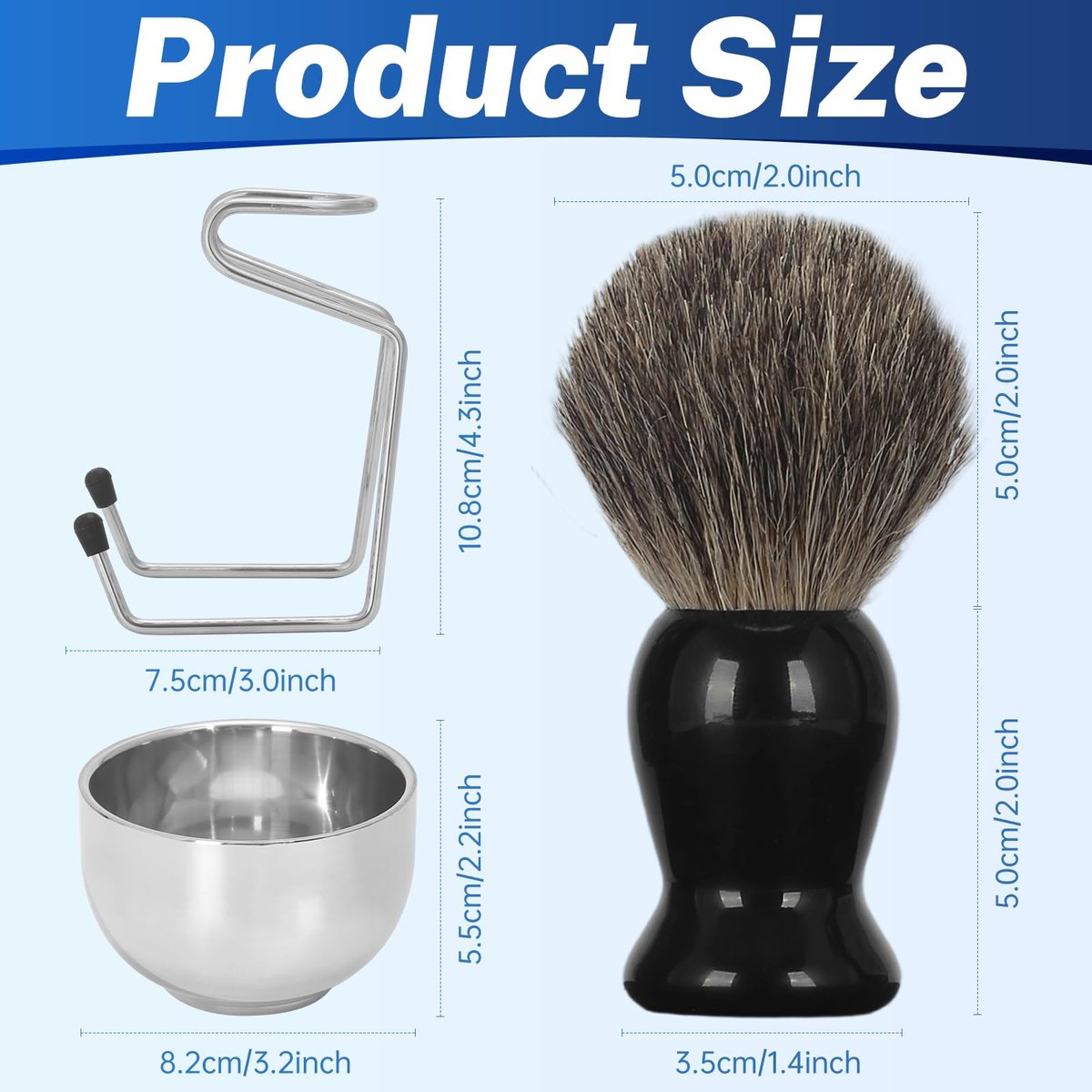 DEBETOOL Pure Badger Shaving Brush Set for Men – Exfoliating Shaving Cream Brush and Bowl, Grooming Gift for Father's Day - görsel 3