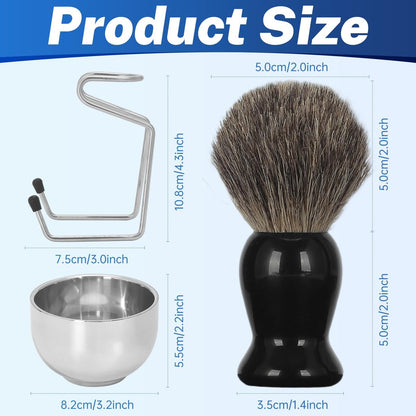 DEBETOOL Pure Badger Shaving Brush Set for Men – Exfoliating Shaving Cream Brush and Bowl, Grooming Gift for Father's Day