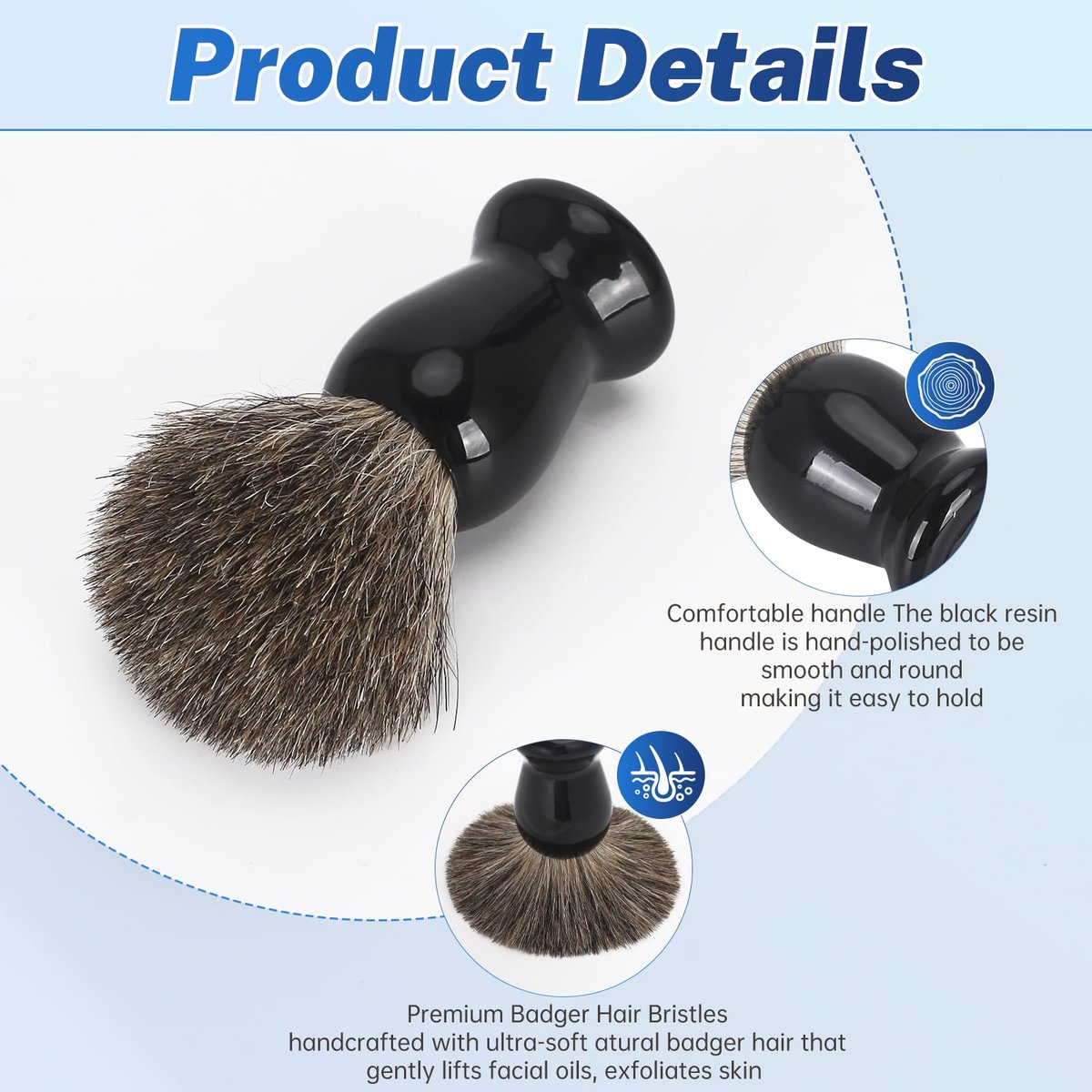 DEBETOOL Pure Badger Shaving Brush Set for Men – Exfoliating Shaving Cream Brush and Bowl, Grooming Gift for Father's Day - görsel 9