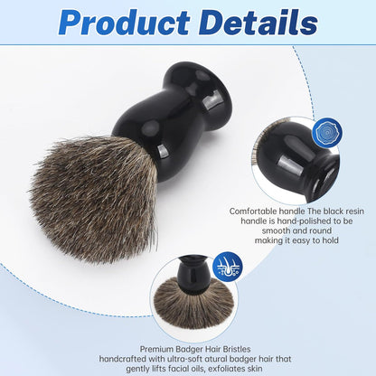DEBETOOL Pure Badger Shaving Brush Set for Men – Exfoliating Shaving Cream Brush and Bowl, Grooming Gift for Father's Day