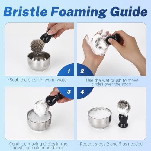 DEBETOOL Pure Badger Shaving Brush Set for Men – Exfoliating Shaving Cream Brush and Bowl, Grooming Gift for Father's Day - görsel 12