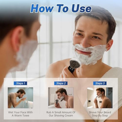 DEBETOOL Pure Badger Shaving Brush Set for Men – Exfoliating Shaving Cream Brush and Bowl, Grooming Gift for Father's Day