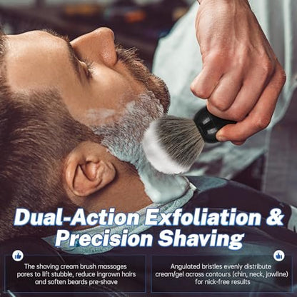 DEBETOOL Pure Badger Shaving Brush Set for Men – Exfoliating Shaving Cream Brush and Bowl, Grooming Gift for Father's Day