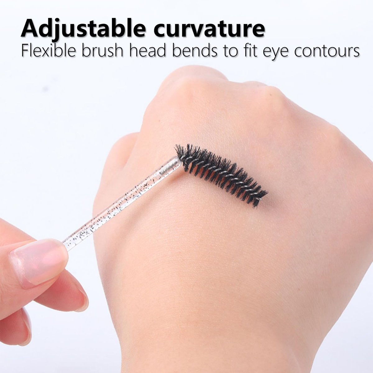 BIDEX 200 Pcs Disposable Mascara Wands - Spiral Lash Brush Applicators with Crystal Handles, Black and Pink Lash Spoolies for Eyelash & Eyebrow Makeup - görsel 11
