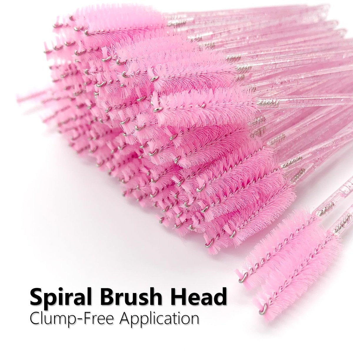 BIDEX 200 Pcs Disposable Mascara Wands - Spiral Lash Brush Applicators with Crystal Handles, Black and Pink Lash Spoolies for Eyelash & Eyebrow Makeup - görsel 5