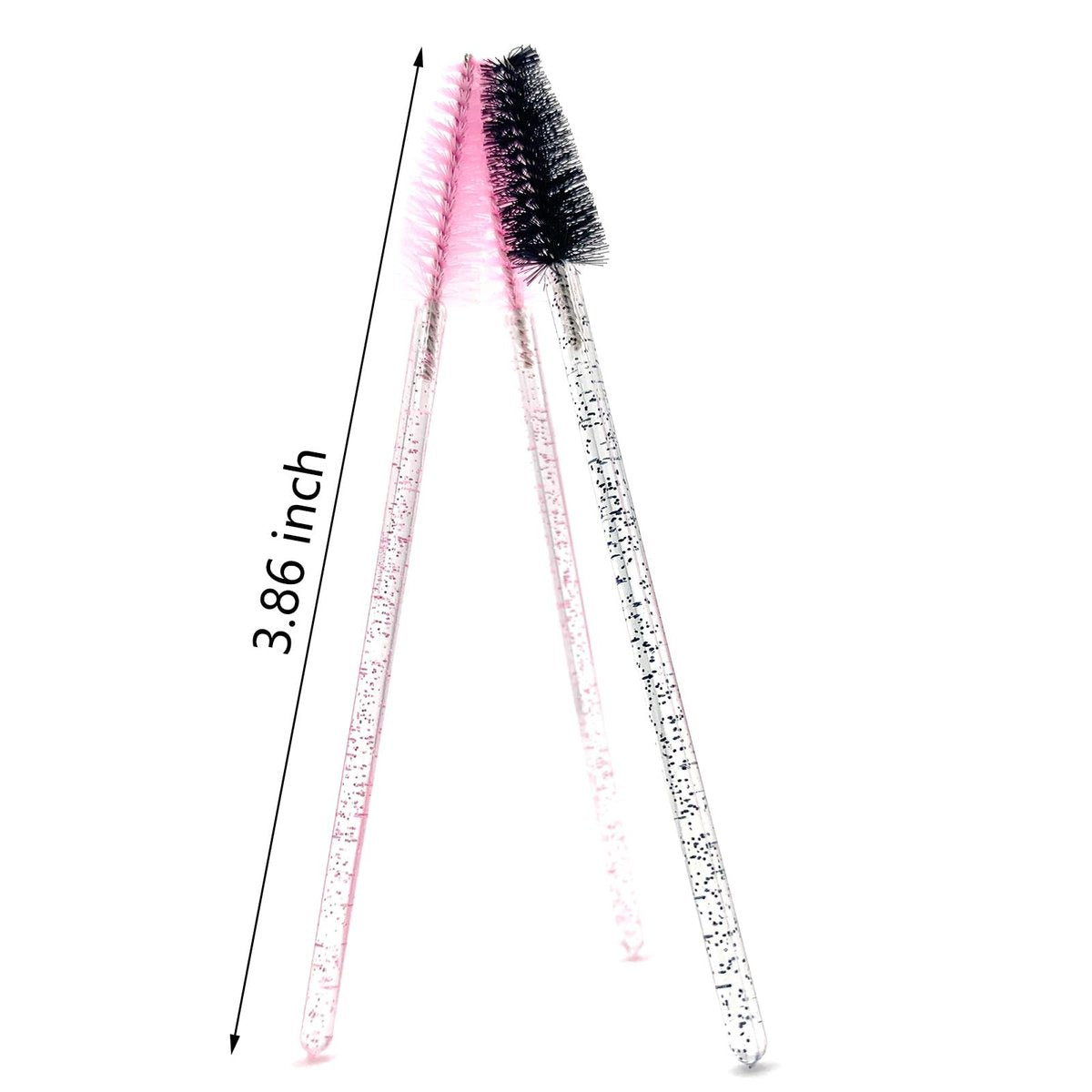 BIDEX 200 Pcs Disposable Mascara Wands - Spiral Lash Brush Applicators with Crystal Handles, Black and Pink Lash Spoolies for Eyelash & Eyebrow Makeup - görsel 3