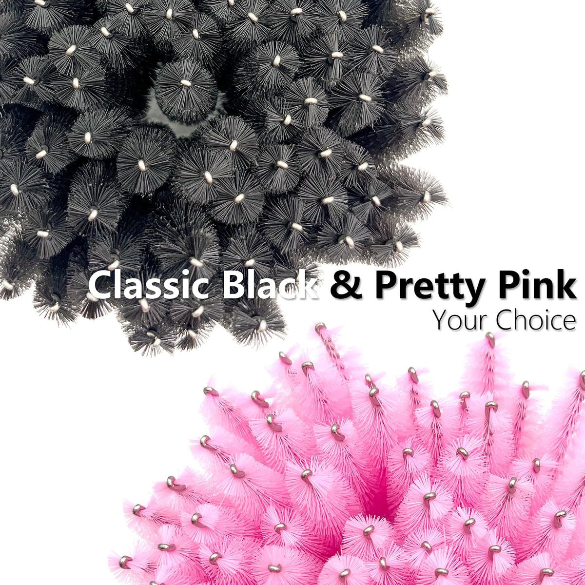 BIDEX 200 Pcs Disposable Mascara Wands - Spiral Lash Brush Applicators with Crystal Handles, Black and Pink Lash Spoolies for Eyelash & Eyebrow Makeup - görsel 7