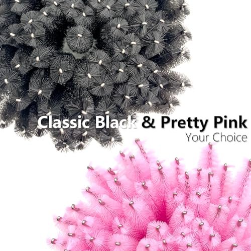 BIDEX 200 Pcs Disposable Mascara Wands - Spiral Lash Brush Applicators with Crystal Handles, Black and Pink Lash Spoolies for Eyelash & Eyebrow Makeup - görsel 8
