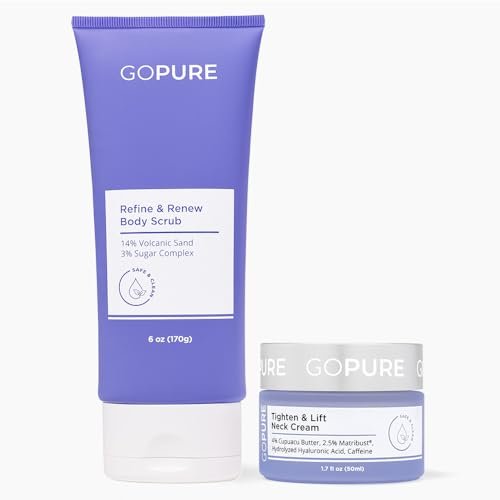 goPure Neck Firming Duo – Visibly Tighten & Lift Sagging Skin with Neck Firming Cream & Refine Renew Body Scrub, ActivSmooth Complex, for All Skin Types, 2-Piece Set Avelisse