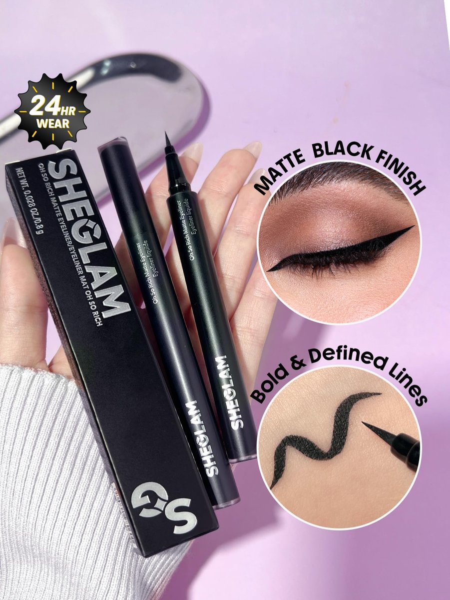 SHEGLAM Oh So Rich Matte Eyeliner - Waterproof, Smudgeproof, Longwearing Liquid Eyeliner - Black - görsel 11