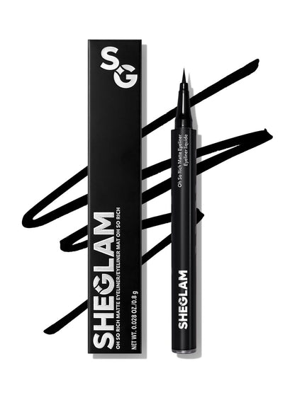 SHEGLAM Oh So Rich Matte Eyeliner - Waterproof, Smudgeproof, Longwearing Liquid Eyeliner - Black