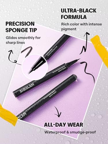 SHEGLAM Oh So Rich Matte Eyeliner - Waterproof, Smudgeproof, Longwearing Liquid Eyeliner - Black