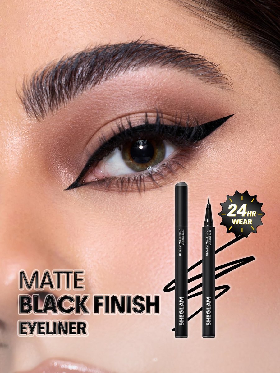 SHEGLAM Oh So Rich Matte Eyeliner - Waterproof, Smudgeproof, Longwearing Liquid Eyeliner - Black - görsel 3