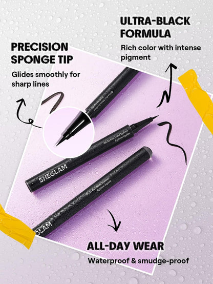 SHEGLAM Oh So Rich Matte Eyeliner - Waterproof, Smudgeproof, Longwearing Liquid Eyeliner - Black