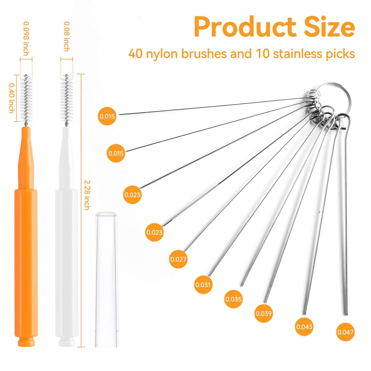 50-Pack Shower Head Cleaning Brush Set - Stainless Steel Anti-Clogging Tool with Protective Cover & Storage Boxes (Orange, White) - görsel 3