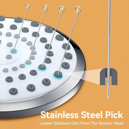 50-Pack Shower Head Cleaning Brush Set - Stainless Steel Anti-Clogging Tool with Protective Cover & Storage Boxes (Orange, White)