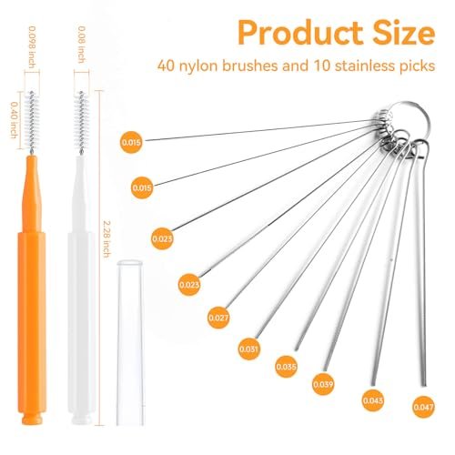 50-Pack Shower Head Cleaning Brush Set - Stainless Steel Anti-Clogging Tool with Protective Cover & Storage Boxes (Orange, White) - görsel 4
