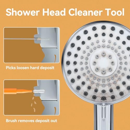 50-Pack Shower Head Cleaning Brush Set - Stainless Steel Anti-Clogging Tool with Protective Cover & Storage Boxes (Orange, White) - görsel 6