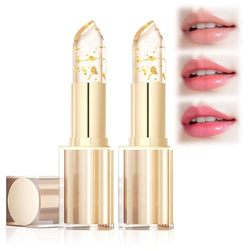 Ginolmis Transferproof Color Changing Lipstick - Gold Crystal pH Lipstick Color Changings, Long Lasting 24H Moisturizing Glossy Shine Lip Gloss for Women (2-Pack) Avelisse