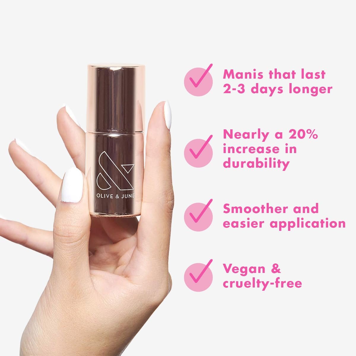 Olive & June Nail Primer – Extend Manicure Wear by 2-3 Days, Smooth Application & Durability – 15-Free, Vegan, Cruelty-Free Base Coat for Long-Lasting Nails - görsel 5