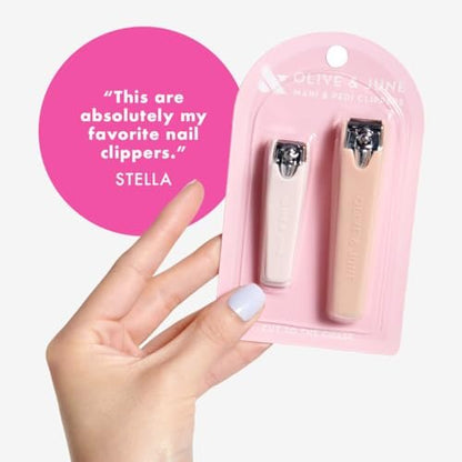 Olive & June Nail Clipper Set – Flat-Edge Clippers for Manicures & Pedicures, Small Fingernail & Large Toenail Clippers, Salon-Quality At-Home Nail Prep Tools