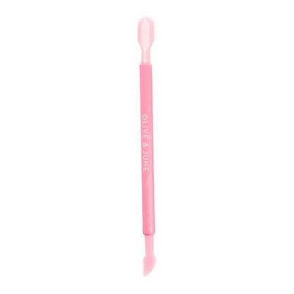 Olive & June Manicure Cuticle Pusher | Dual-Ended Tool for Safe, Easy Cuticle Care | Gentle Plastic Pusher & Cleanup Edge | At-Home Mani Essential with Stable Rubberized Grip