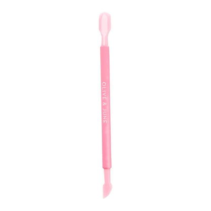Olive & June Manicure Cuticle Pusher | Dual-Ended Tool for Safe, Easy Cuticle Care | Gentle Plastic Pusher & Cleanup Edge | At-Home Mani Essential with Stable Rubberized Grip