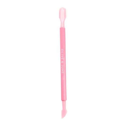 Olive & June Manicure Cuticle Pusher | Dual-Ended Tool for Safe, Easy Cuticle Care | Gentle Plastic Pusher & Cleanup Edge | At-Home Mani Essential with Stable Rubberized Grip