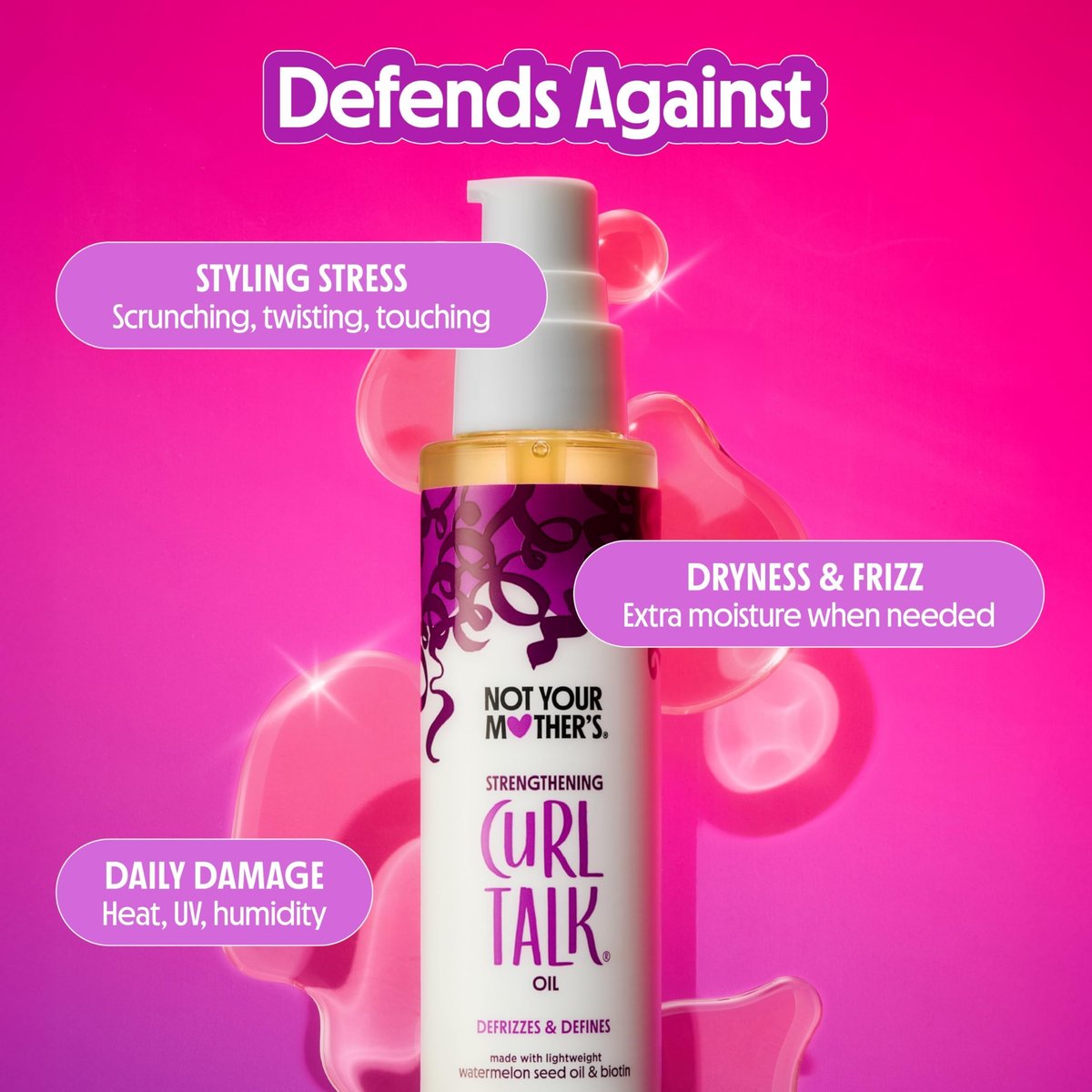 Not Your Mother's Curl Talk Strengthening Oil (2-Pack) - 3.3 fl oz Each - Nourishing Frizz Control & Strengthening Oil for Curls Avelisse