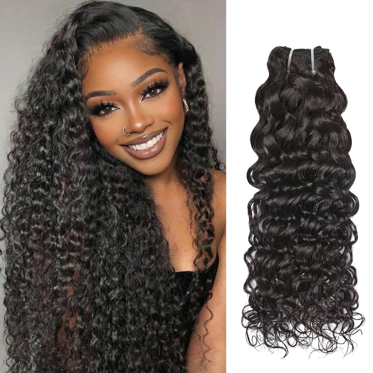 WEQUEEN 16A Deep Wave Water Wave 100% Unprocessed Brazilian Virgin Human Hair Bundles 20 Inch Quick Weave Real Hair Extensions - görsel 1