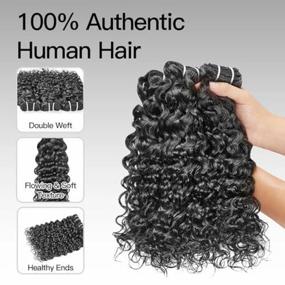 WEQUEEN 16A Deep Wave Water Wave 100% Unprocessed Brazilian Virgin Human Hair Bundles 20 Inch Quick Weave Real Hair Extensions