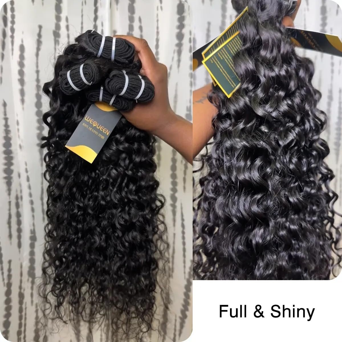 WEQUEEN 16A Deep Wave Water Wave 100% Unprocessed Brazilian Virgin Human Hair Bundles 20 Inch Quick Weave Real Hair Extensions - görsel 13