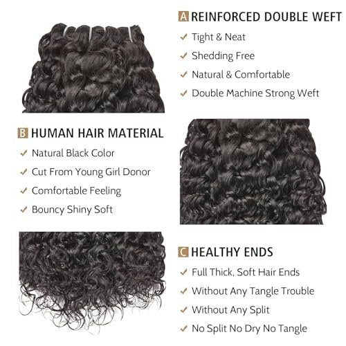 WEQUEEN 16A Deep Wave Water Wave 100% Unprocessed Brazilian Virgin Human Hair Bundles 20 Inch Quick Weave Real Hair Extensions - görsel 8
