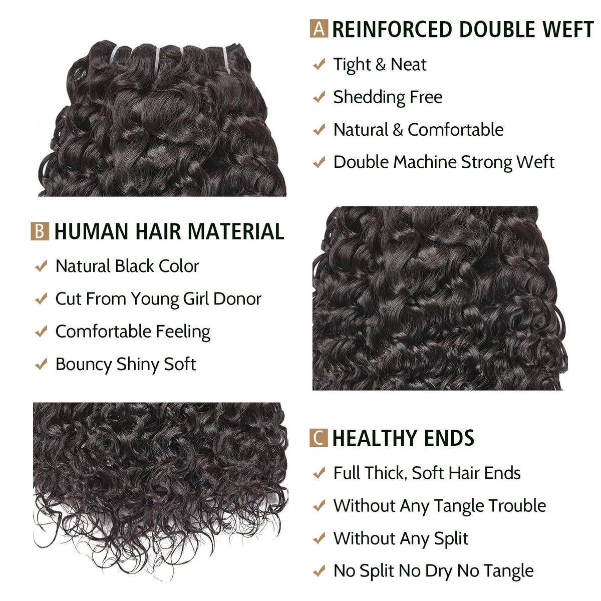 WEQUEEN 16A Deep Wave Water Wave 100% Unprocessed Brazilian Virgin Human Hair Bundles 20 Inch Quick Weave Real Hair Extensions - görsel 7